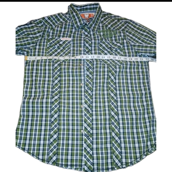 The Rolling Paper Company Green Plaid Button Down Shirt Size: XL Short Sleeved - Picture 3 of 11